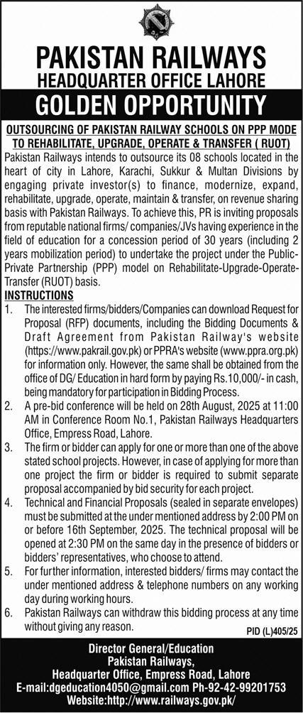 Pakistan Railways Tender Notice-1